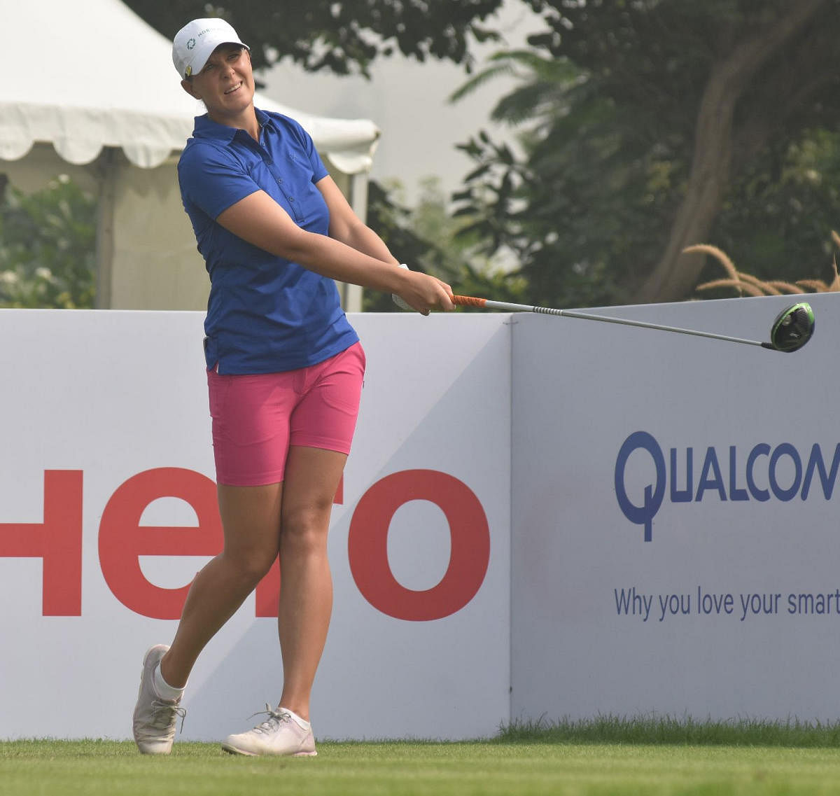 PACE-SETTER Norway's Marianne Skarpnord tees off during the opening round of the Hero Women's Indian Open on Friday.