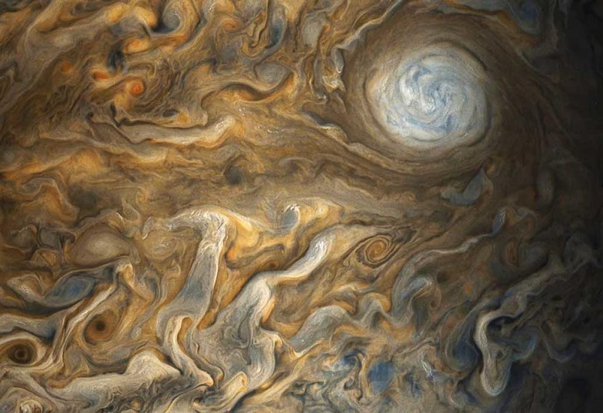 A photo of the swirling clouds of Jupiter, taken by Juno. Photo: NASA.