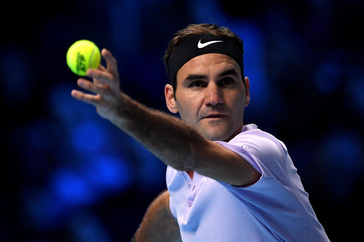 Tennis - ATP World Tour Finals - The O2 Arena, London, Britain - November 16, 2017 Switzerland's Roger Federer in action during his group stage match against Croatia's Marin Cilic Action Images via Reuters/Tony O'Brien