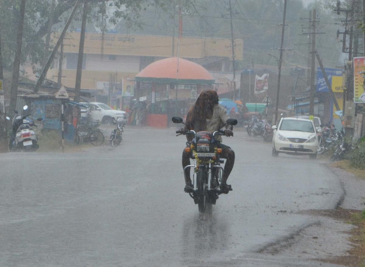 Heavy rains which lashed Garag on outskirts of Dharwad city on Sunday afternoon.