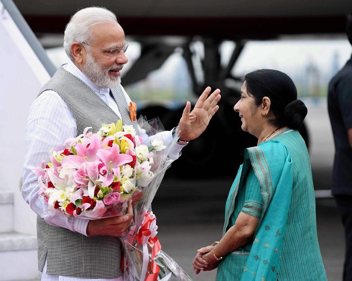 Prime Minister Narendra Modi and External Affairs Minister Sushma Swaraj. PTI file photo