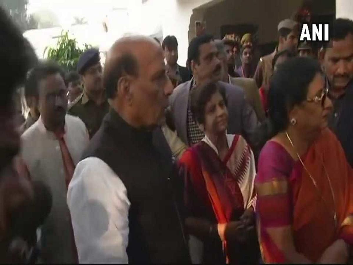 Union minister Rajnath Singh and Uttar Pradesh Deputy Chief Minister Dinesh Sharma today cast their votes in the second phase of the civic polls, polling for which is underway in 25 districts. Picture courtesy ANI