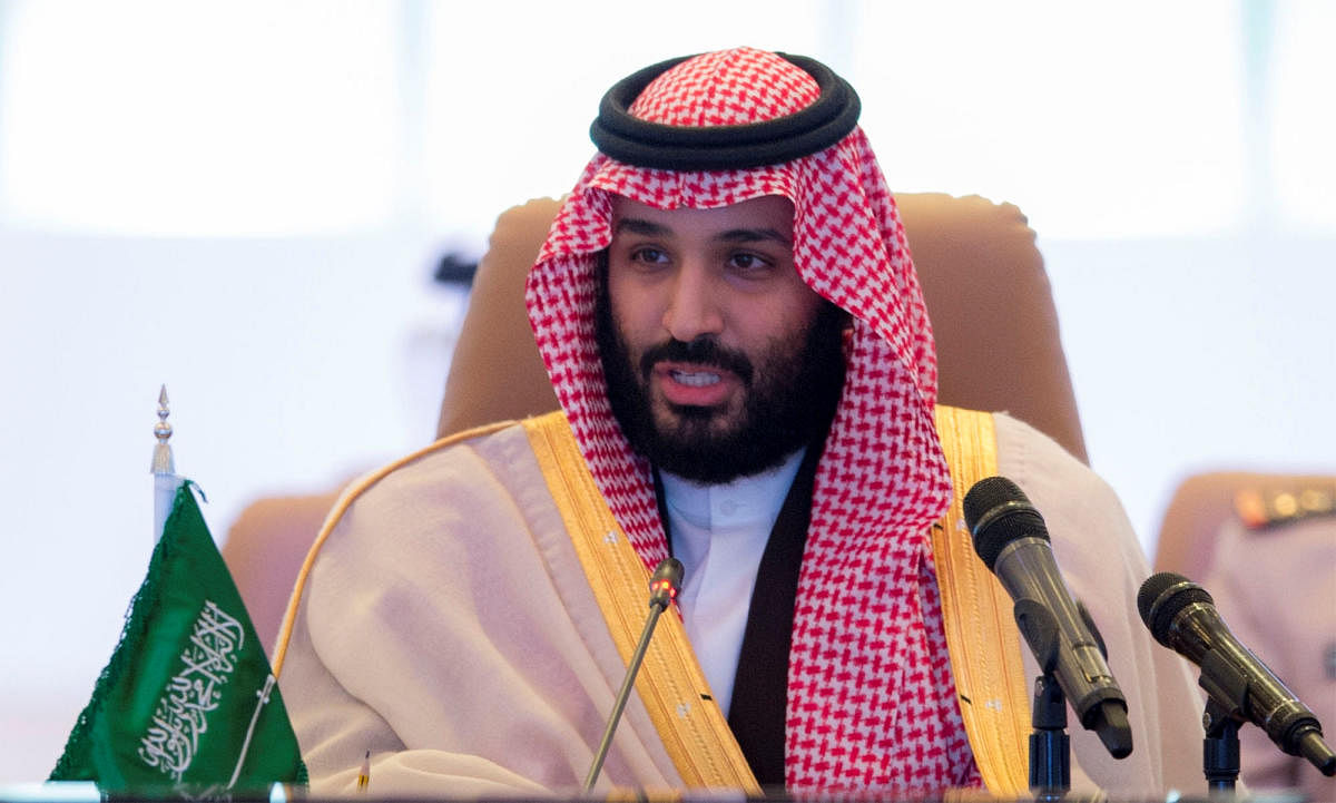 Saudi Crown Prince Mohammed bin Salman speaks during the meeting of Islamic Military Counter Terrorism Coalition defence ministers in Riyadh. Reuters Photo
