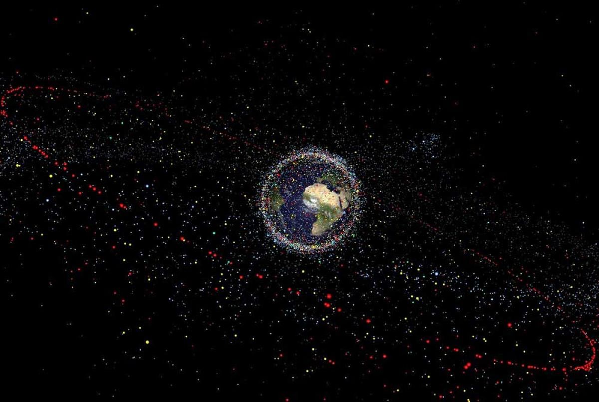 A computer model showing the approximate density of space debris surrounding Earth, collected over decades of sending satellites and rockets. Twitter/ESA photo.