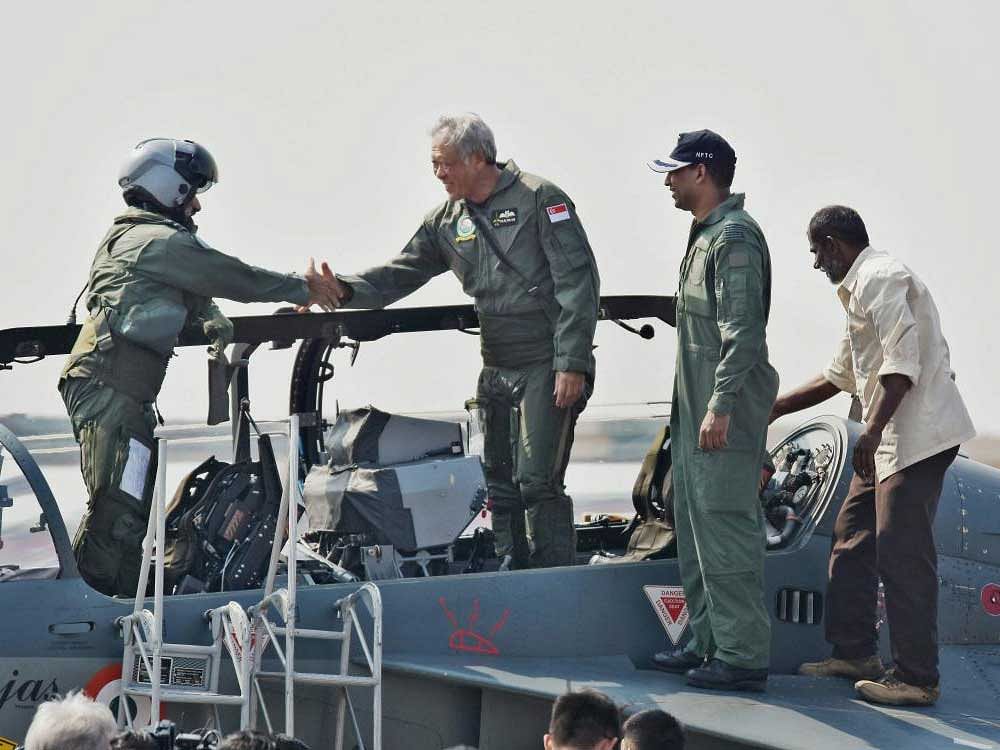 Singapore Defence Minister, Ng Eng Hen became the first foreign dignitary to fly in the indigenous Tejas Light Combat Aircraft that is being inducted by the Indian Air Force. PTI File photo
