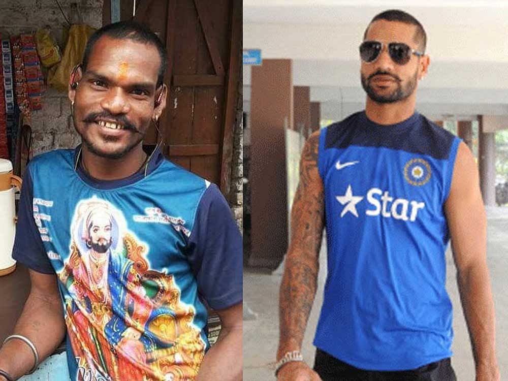 Sehwag took to Twitter to wish Shikhar Dhawan a happy birthday with a picture of his lookalike. File photo/ Twitter.