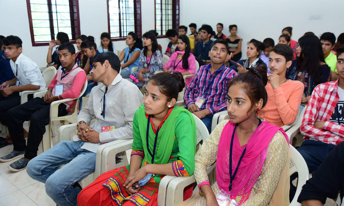 Youths from Uttarakhand who are on a inter-state youth exchange programme in Mangaluru on Wednesday.
