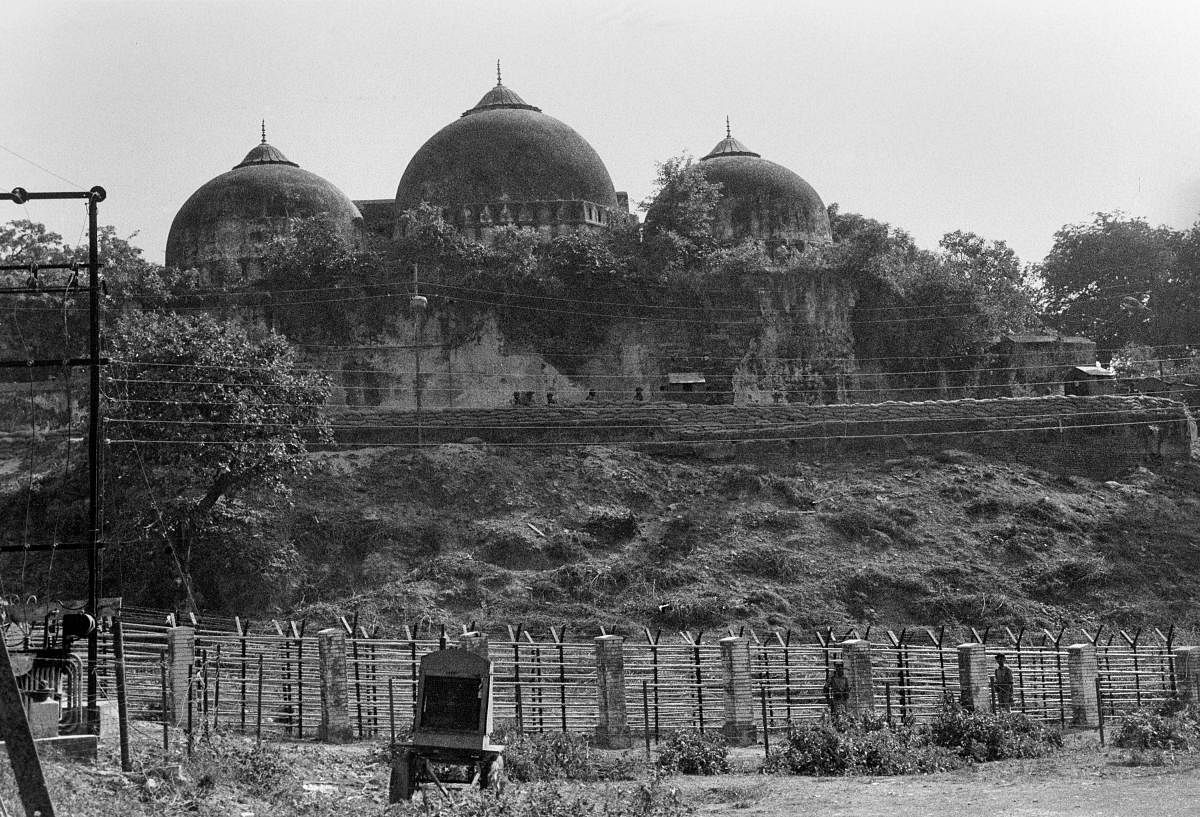 Ayodhya: A view of the Babri Masjid in Ayodhya in October, 1990. Several rallies and demostrations were organised in country on the 25th anniversary of the demolition of the mosque. PTI Photo (PTI12_6_2017_000185B)