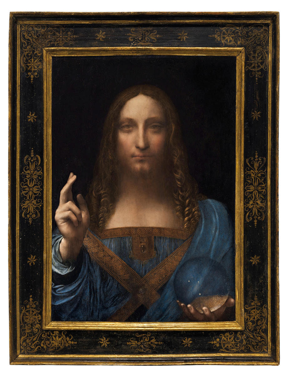 Salvator Mundi, an ethereal portrait of Jesus Christ which dates to about 1500, the last privately owned Leonardo da Vinci painting, is on display for the media at Christie's auction in New York, NY, U.S., October 10, 2017.
