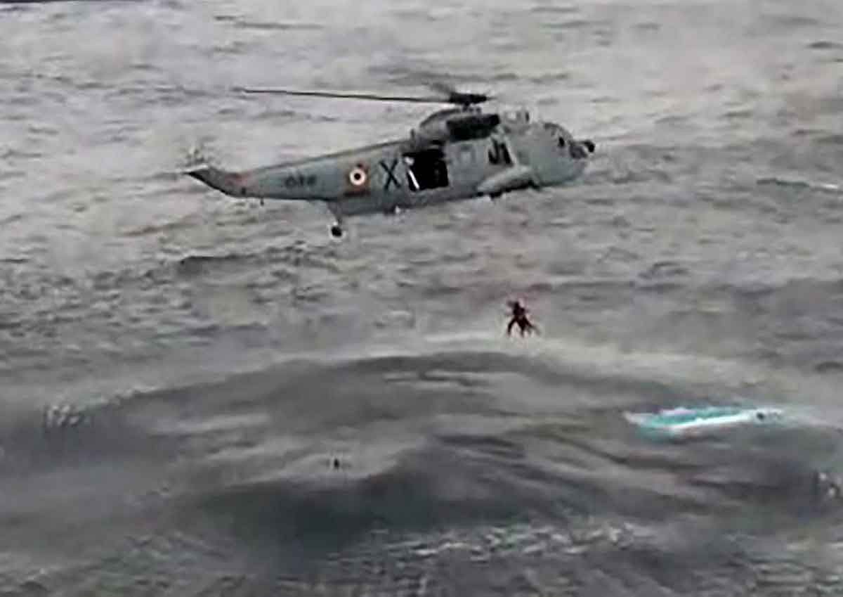 A Dornier aircraft and a ship of the navy have left for rescuing a boat stranded with 15 people near Lakshadweep islands. Image Courtesy: PTI