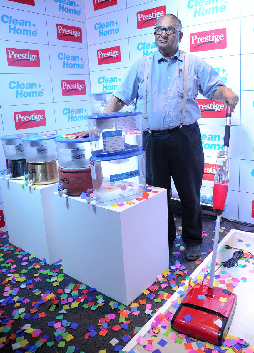 T T Jagannathan, Chairman of TTK Group at the launch of new products in Bengaluru on Thursday.
