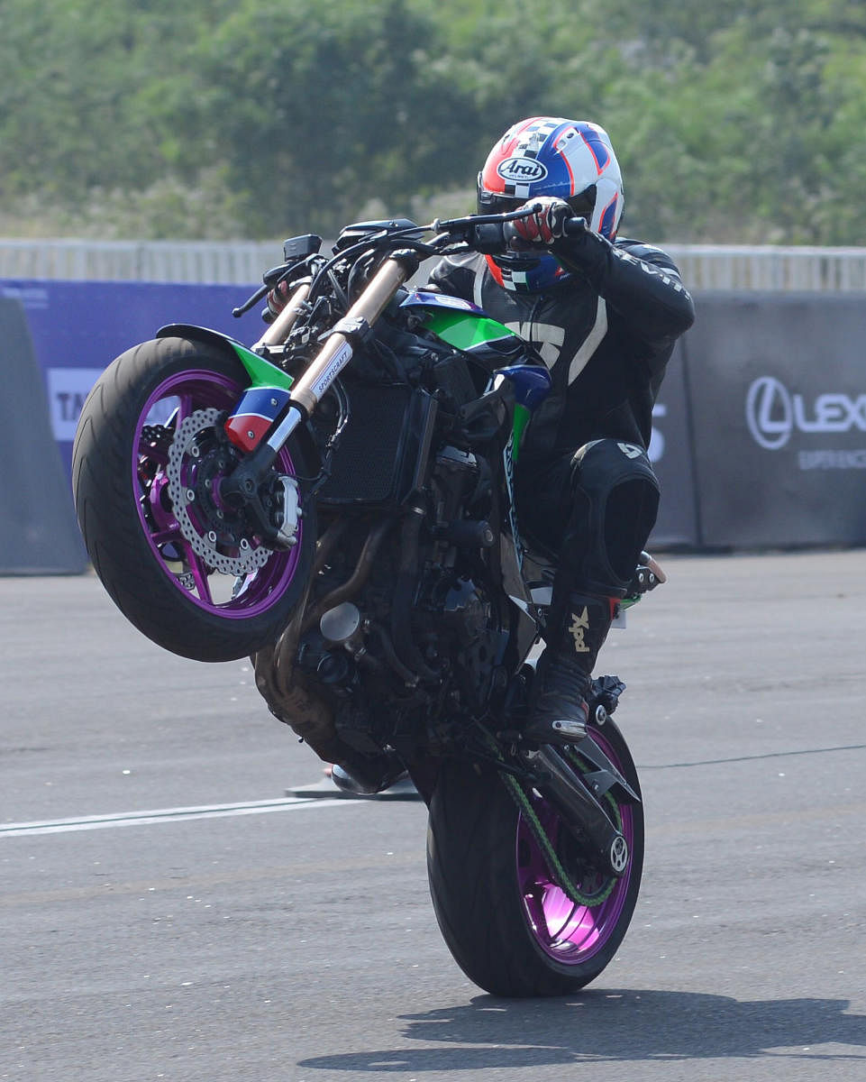 A participant trailing drag at the India Speed Week 2017 at Jakkur Aerodrome organised by Federation of Motor Sports Clubs of India (FMSCI) in Bengaluru on Saturday.