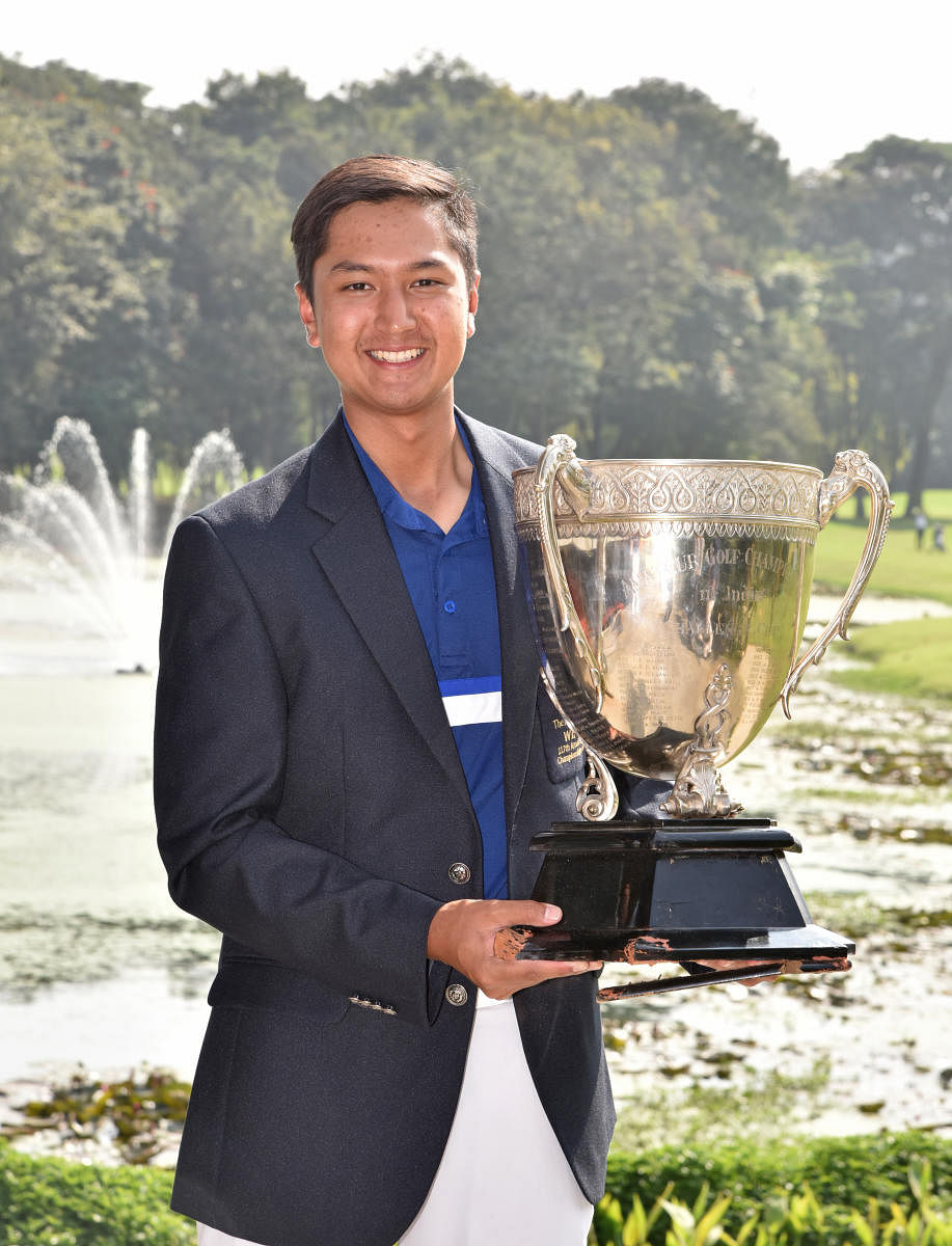Sadom Kaewkanjana of Thailand won the 117th All India Amateur Golf Championship at Karnataka Golf Association in Bengaluru on Sunday. Photo by S K Dinesh
