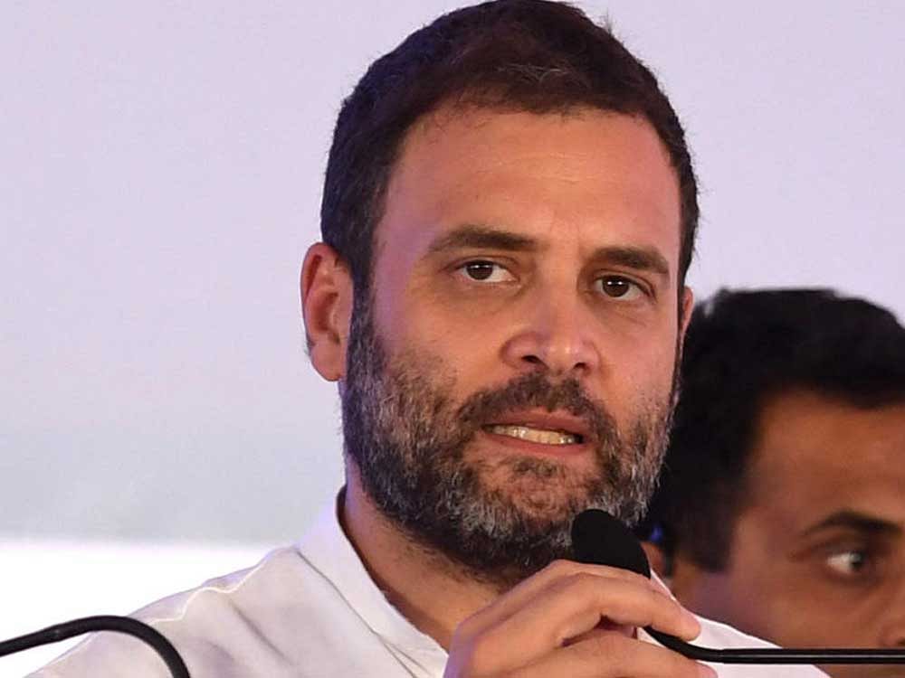 Rahul Gandhi also hit out at Modi on the perceived promise of depositing Rs 15 lakh in every citizen's account during campaigning for the 2014 polls. DH File Photo
