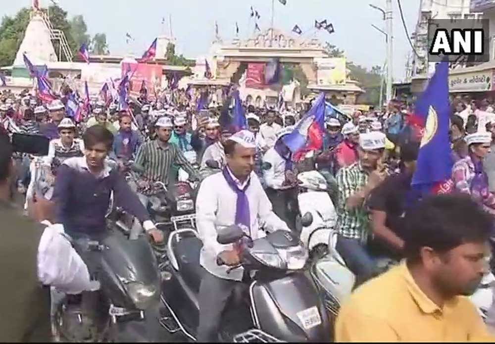 The party took out a roadshow despite not being permitted to do so. Twitter/ANI photo.