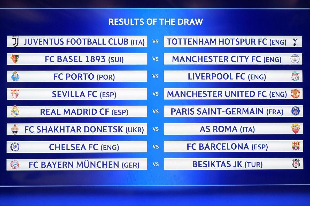 The Champions League last-16 draw. AFP