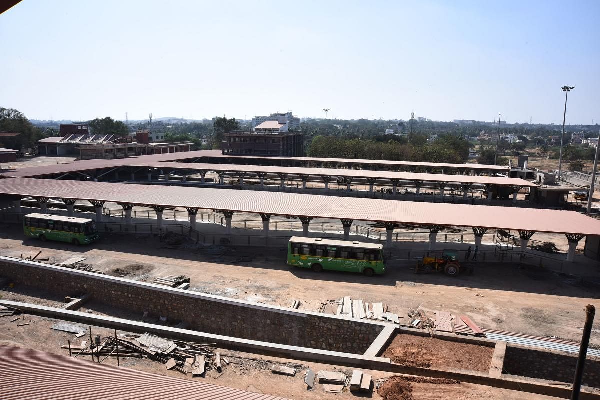 A view of the regional terminal being constructed by the H-D BRTS Company Limited, at Hosur in Hubballi.