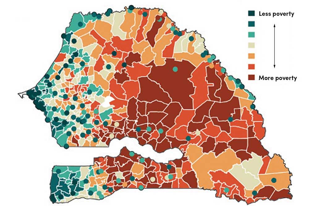 A map of the first data set, detailing the breakdown of poverty by area. Photo: University of Buffalo.