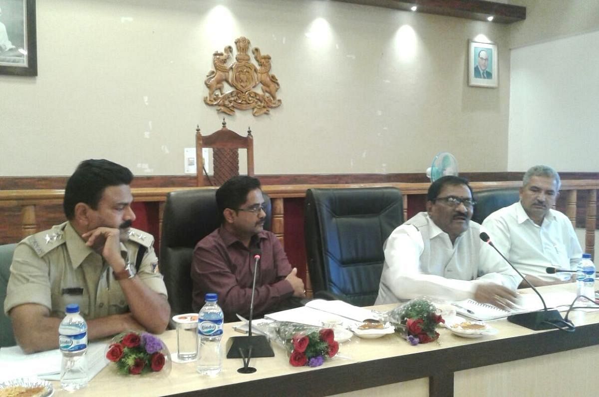 Karnataka State Temperance Board Chairman H C Rudrappa speaks at a meeting in Madikeri on Saturday.