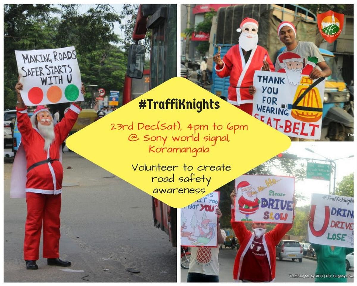 Santas turn traffic knights to spread road safety message