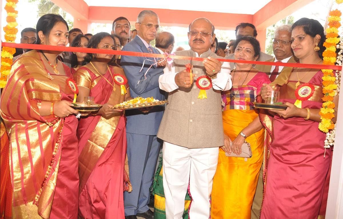 Law and Parliamentary Affairs Minister T B Jayachandra inaugurates the Court Complex and quartters of Judicairy officials at Ponnampet in Virajpet on Saturday.