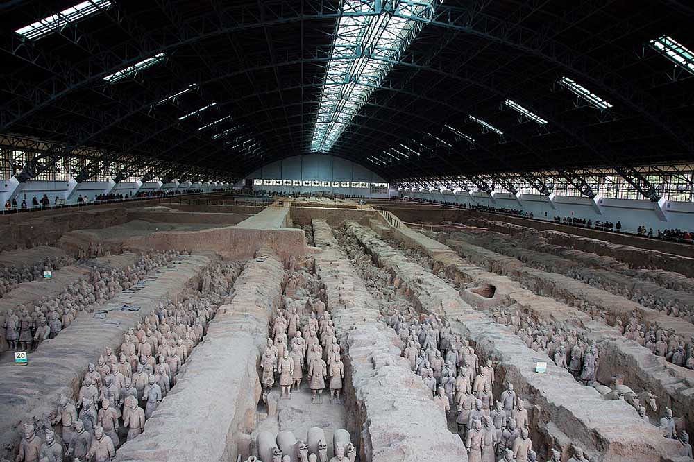 The terracotta army, now a UNESCO World Heritage Site, was commissioned by Qin Shi Huang to protect him in the afterlife. Wikipedia photo.