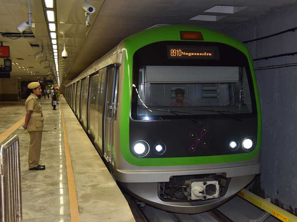 With more than 30,000 riders every day, Kempegowda Metro Station is the busiest while Goraguntepalya has recorded less than a thousand passengers on several days. DH File Photo