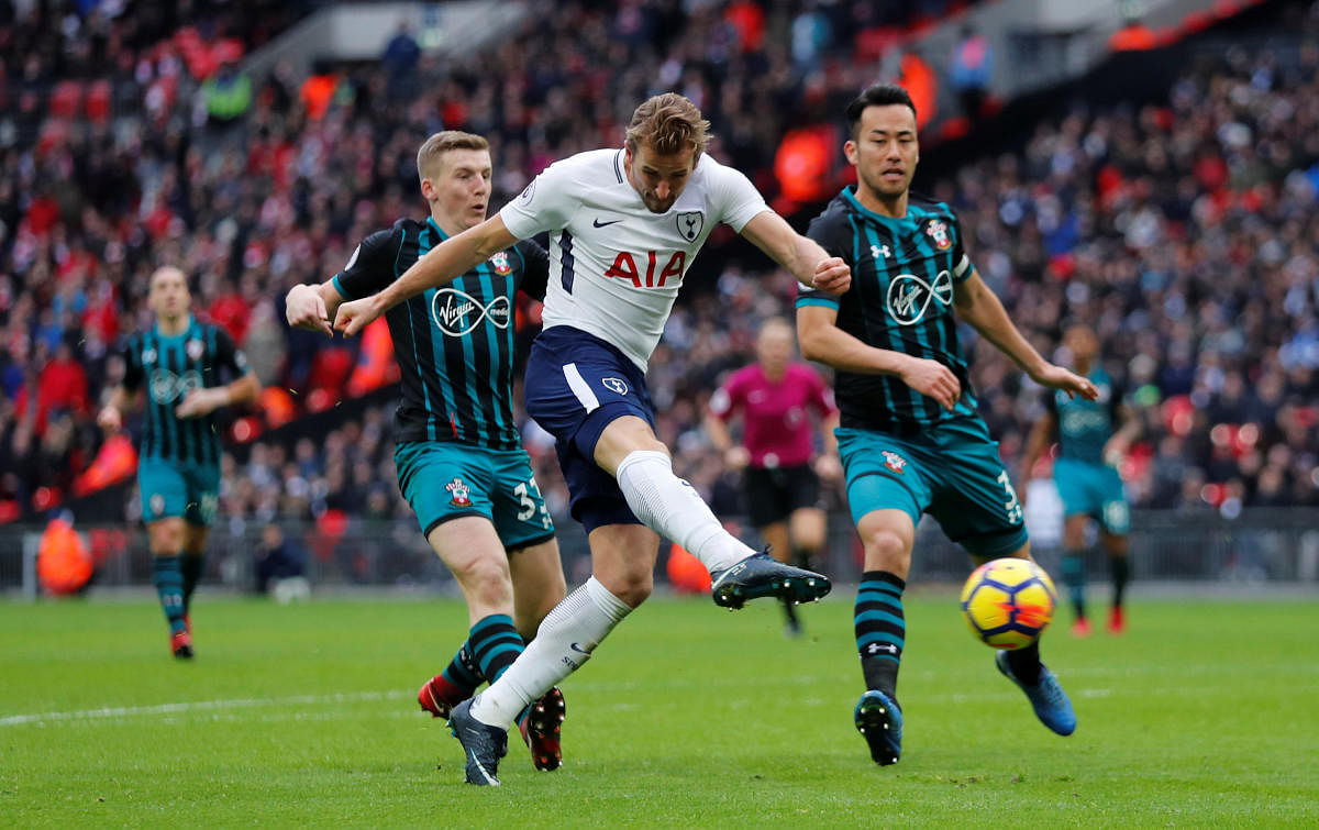 Harry Kane's 22nd-minute header in their 5-2 win over Southampton was his 37th goal of the year. Reuters