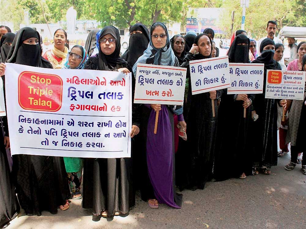 The bill makes instant triple talaq or talaq-e-bidat in any form-spoken, in writing or by electronic means such as email, SMS and WhatsApp-illegal and void and provides for a jail term of three years for the husband.  PTI file photo
