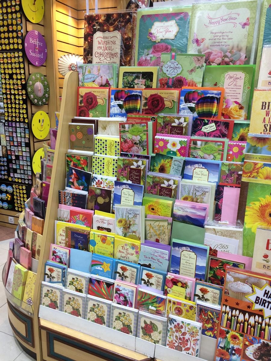 Greeting cards are still a preferred way to send wishes for some Bengalureans.