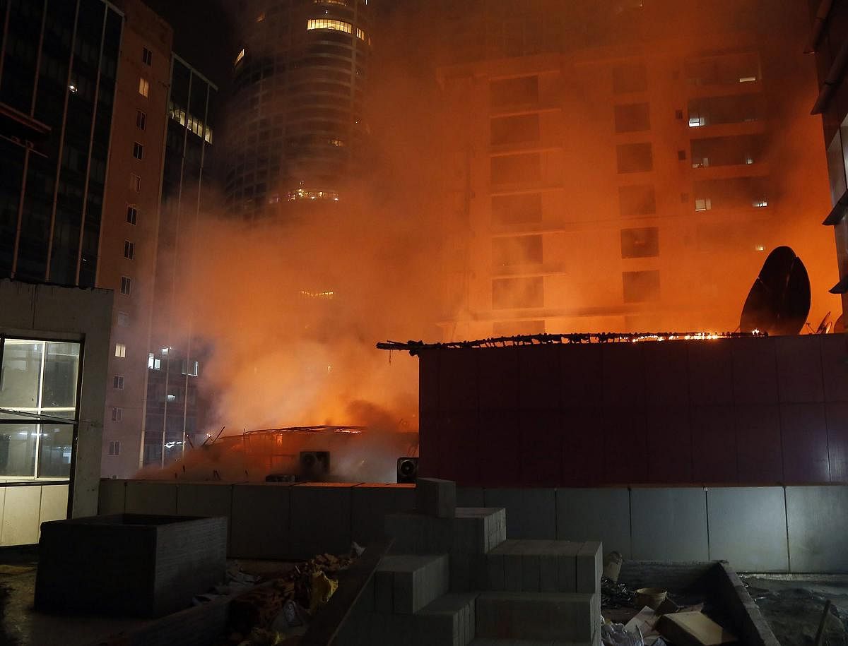 The building in which a massive fire broke out, in Mumbai on Friday. PTI