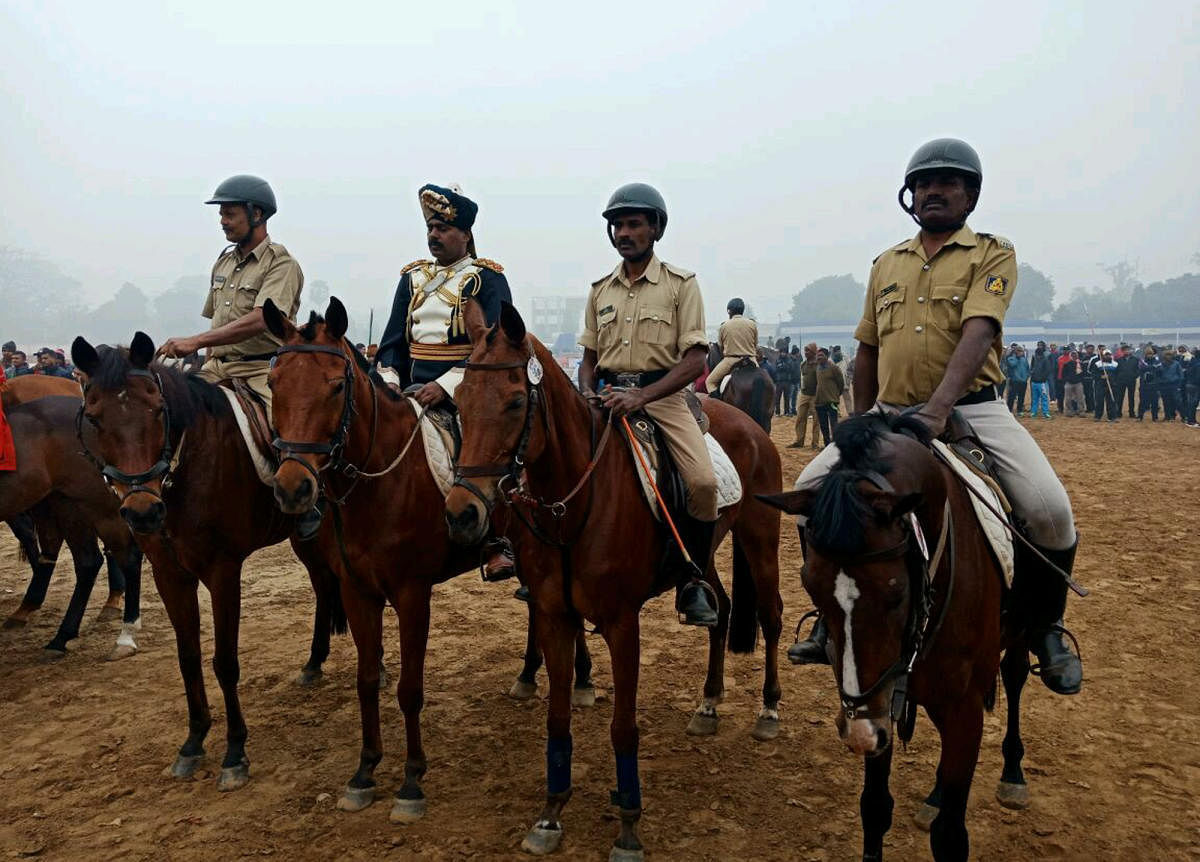 Mysuru City Mounted Police participate in the quadrille competition during the 36th All India Police Equestrian Championship and Mounted Police Duty Meet-2017, held at Patna in Bihar, recently.