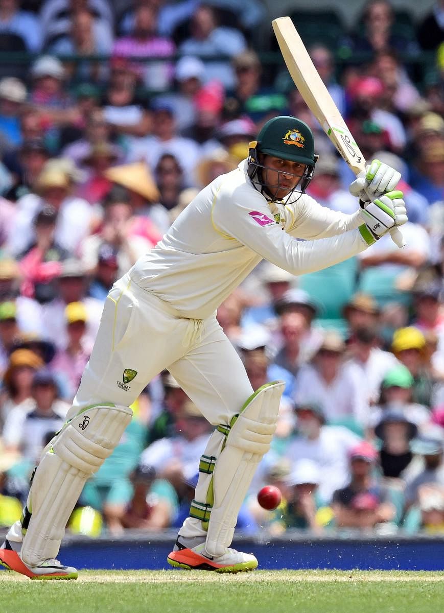 STEADY KNOCK Australia's Usman Khawaja in action on the second day of the fifth Test at the SCG on Friday. AFP