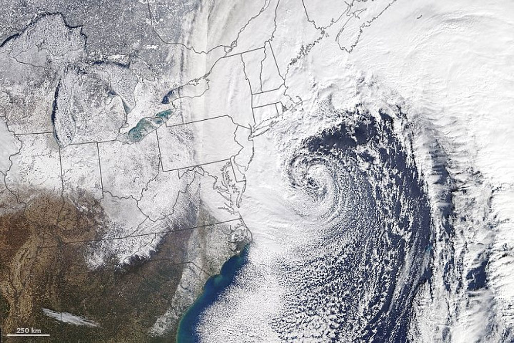 NASA image of the storm currently pummelling most of North America, causing temperatures as low as -50 degrees Celsius.