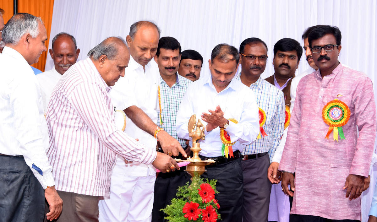 The All India Trade Union Congress (AITUC) vice-president TNarasimhan inaugurates conference, in Mysuru, on Sunday.