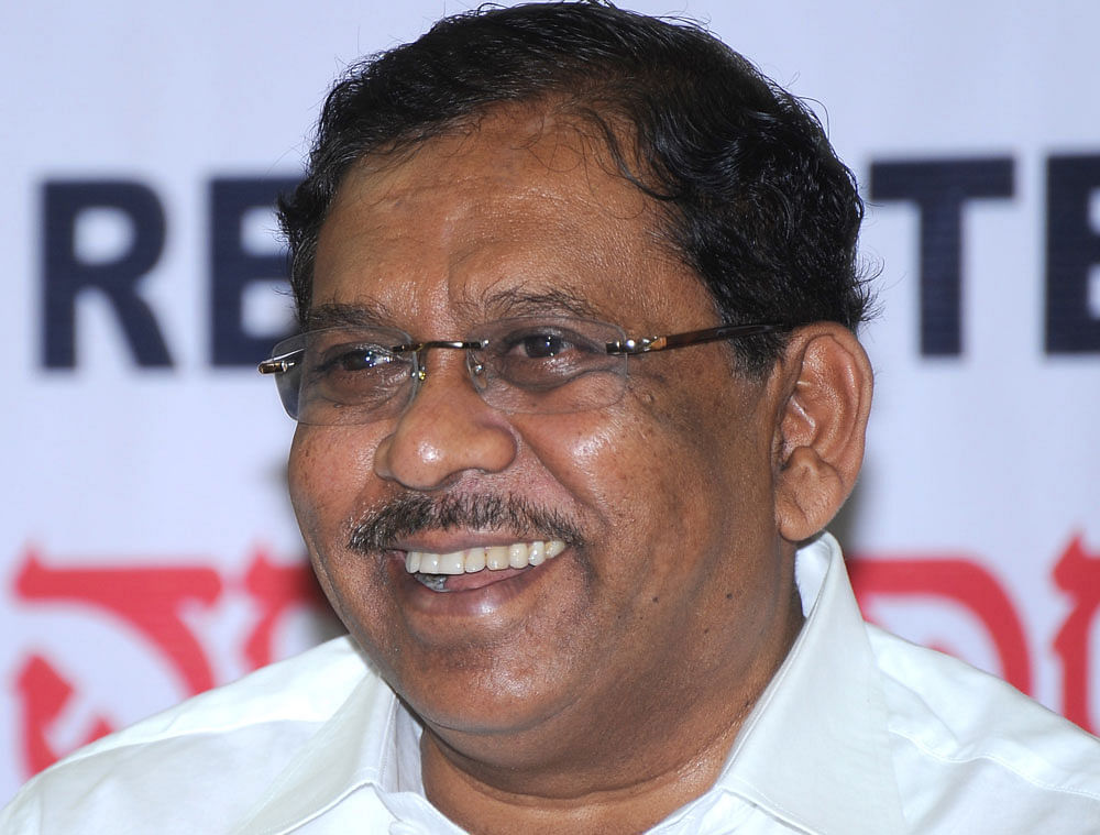 Karnataka Pradesh Congress Committee (KPCC) president G Parameshwara was embarrassed by his own party colleague who called him a lackey at a party conference, here at the party HQ in Bengaluru on Tuesday.  DH file photo.