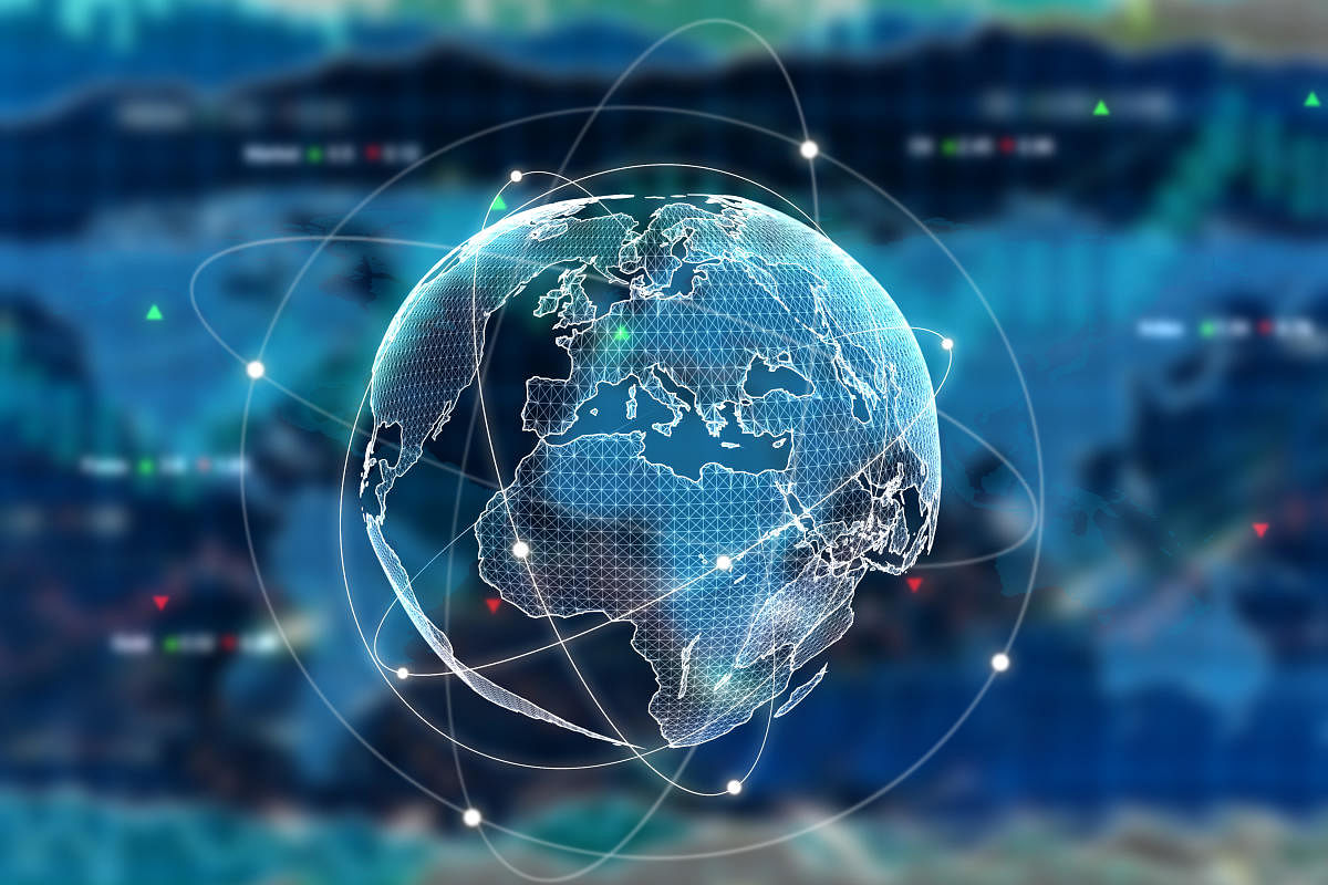 Digital globe on forex background. International business concept. 3D RenderingWEF