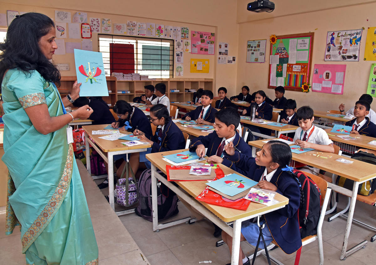 It is important for a teacher to create an interest among students in learning something new. DH PHOTO BY S K DINESH