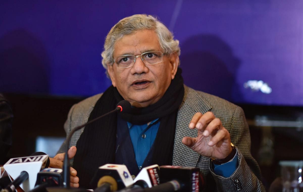 Communist Party of India (CPI-M) General Secretary Sitaram Yechury during a press conference at Women Press Club in Delhi on Tuesday.
