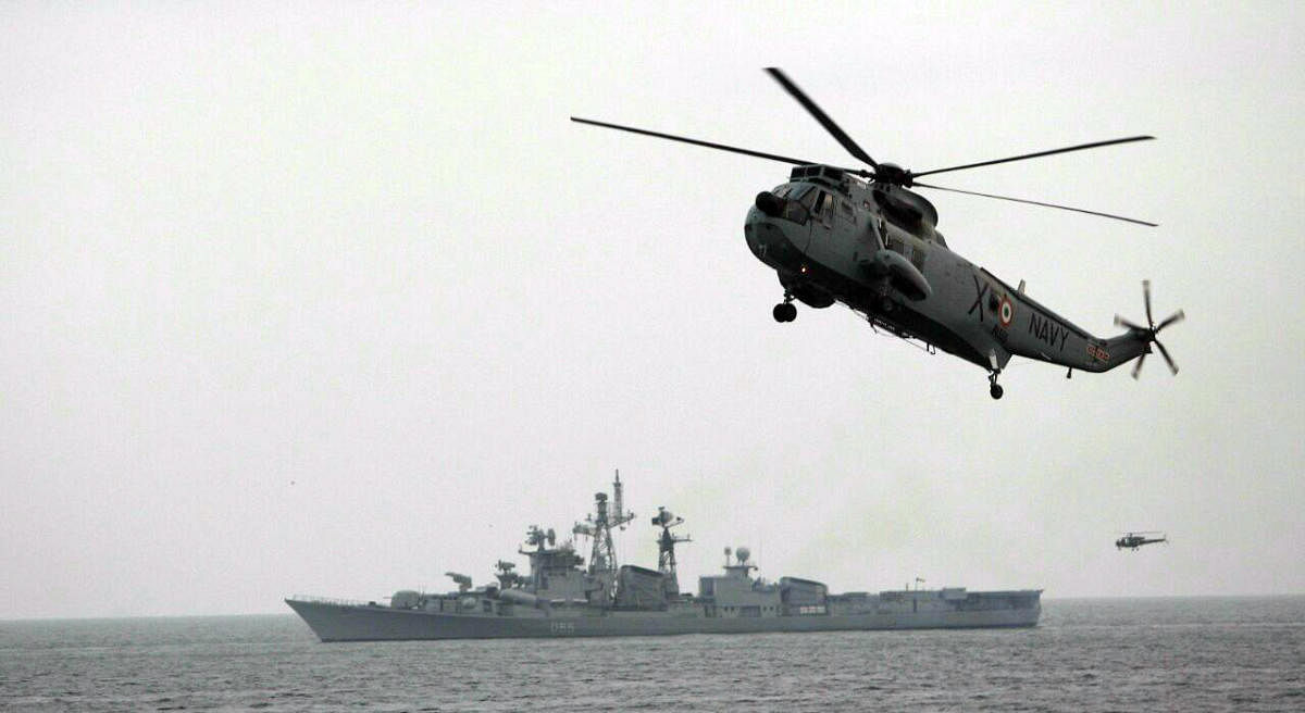 The Navy and Coast Guard lauch a search for crashed helicopter off Mumbai on Saturday.