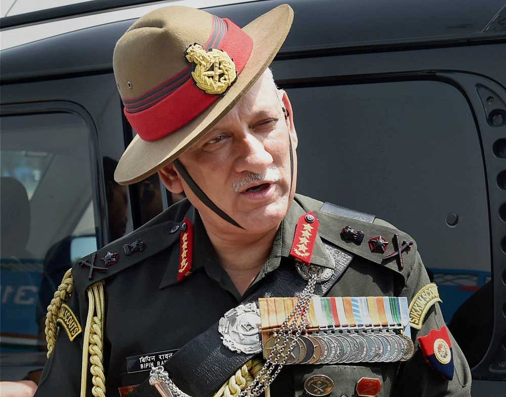 Army chief Gen Bipin Rawat said today his force will not let anti-India activities succeed at any cost in Jammu and Kashmir and warned of stronger reaction against Pakistan-supported terrorism. PTI file photo