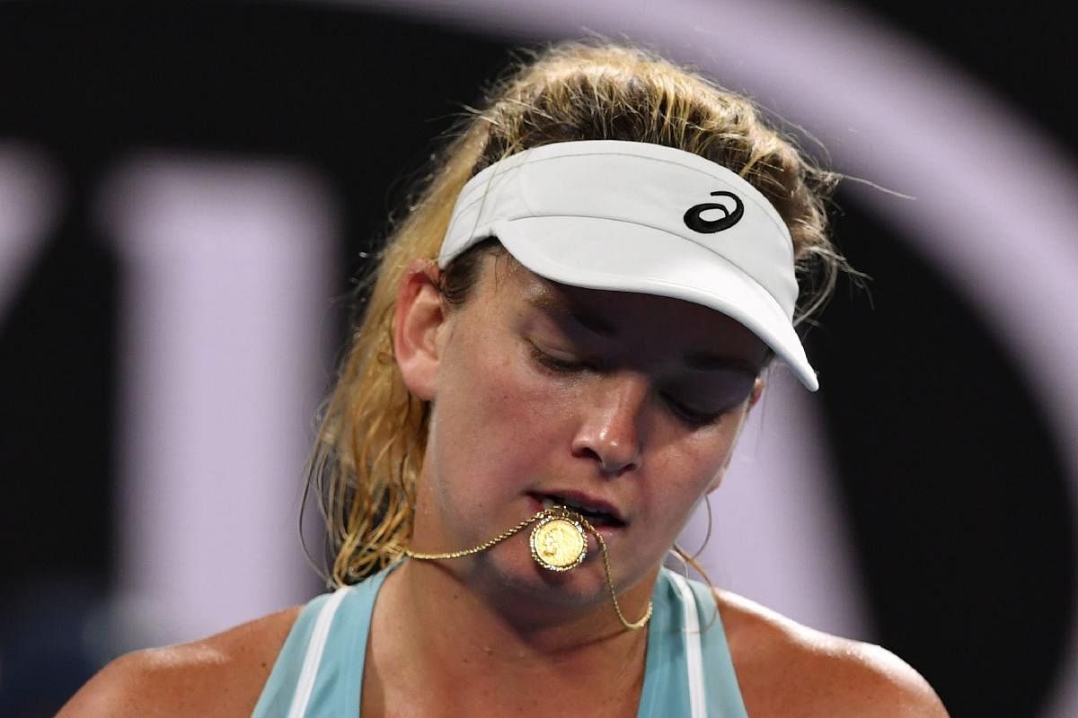 SORRY PICTURE Coco Vandeweghe of the US reacts after a point against Hungary's Timea Babos. AFP