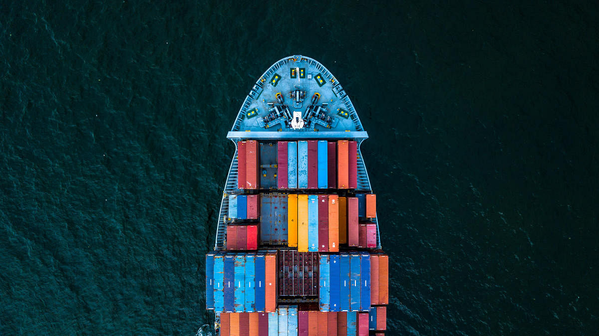 International Container Cargo ship in operation.cargo
