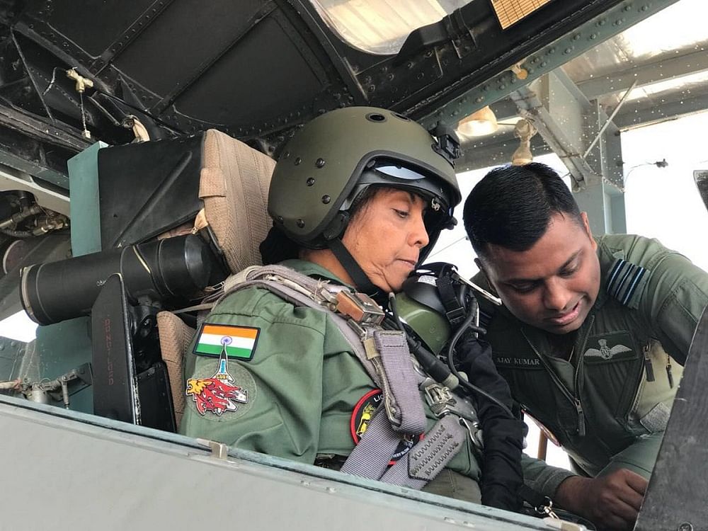 Union Defence Minister Nirmala Sitharaman flies in Sukhoi-30 MKI fighter jet from Jodhpur Air Force base