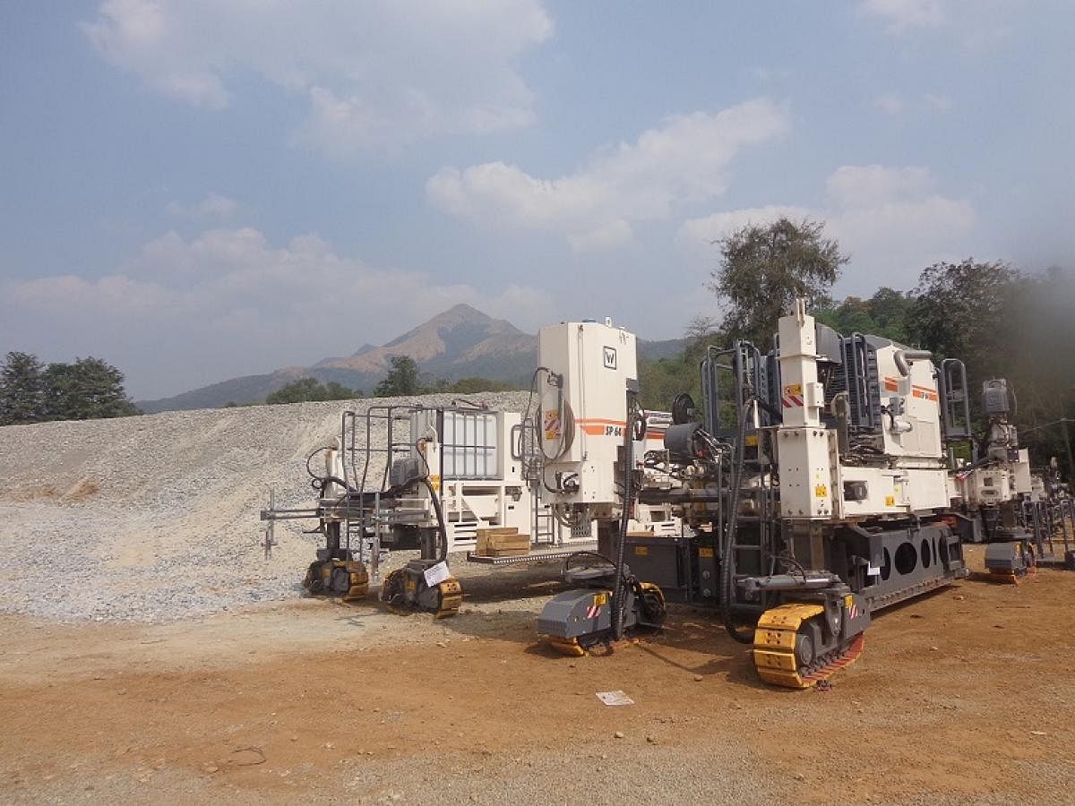 Texture Curing Machine (TCM) 180 procured by the contractor for the concretisation work of Shiradi Ghat road work phase 2.