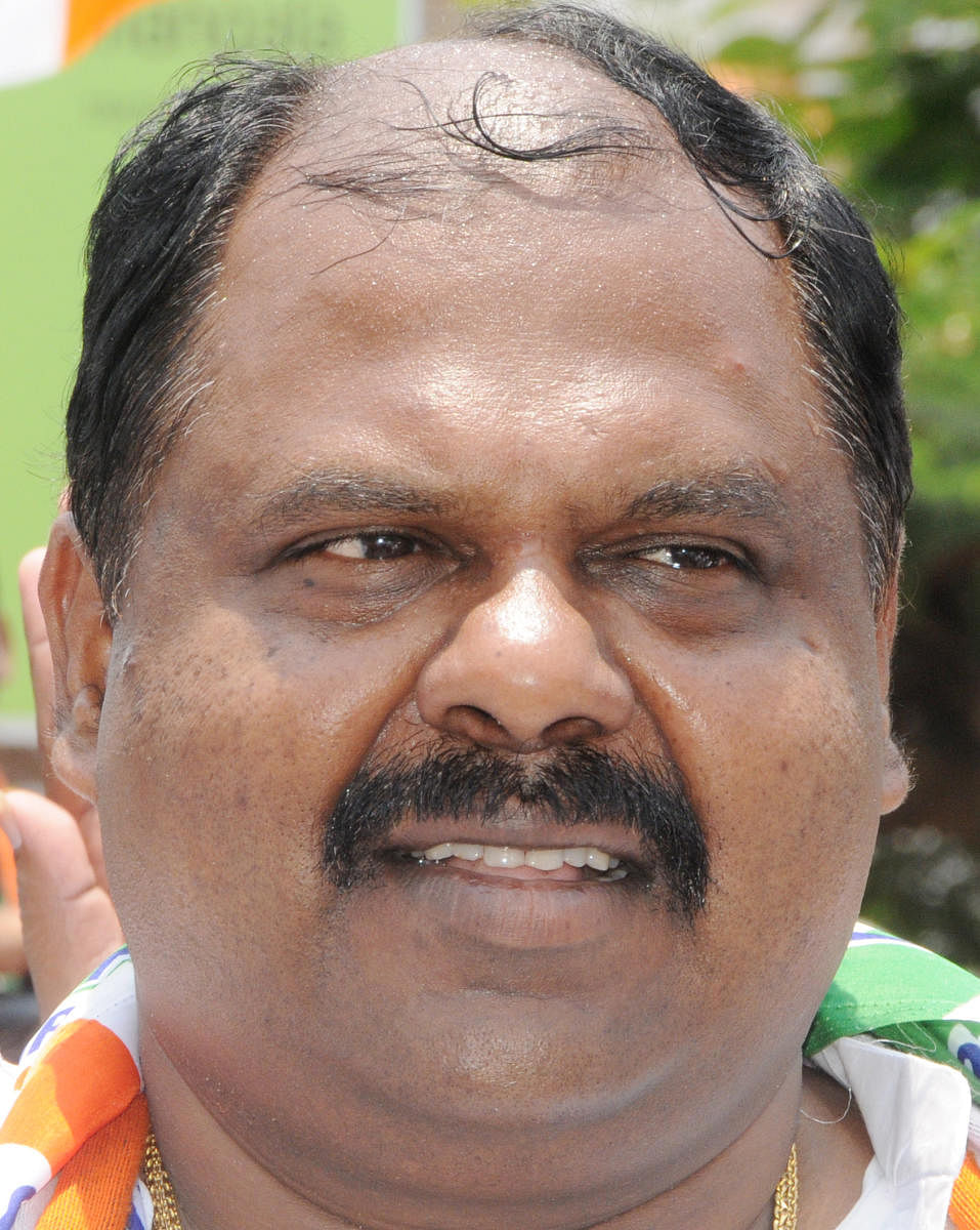 P Ramesh congress candidate of CV Raman Nagar assembly constituency in Bangalore on Wednesday. Photo by BK Janardhanp ramesh