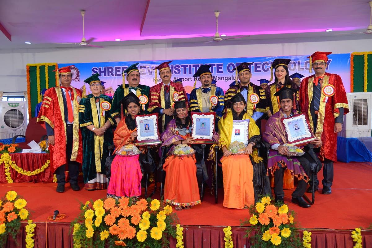 Meritorious students were felicitated in the graduation day of Shree Devi Institute of Technology in Mangaluru.