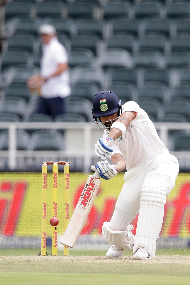 FETCH THAT! India Virat Kohli drives one to the boundary during his 54 against South Africa on the opening day of the third Test. AFP