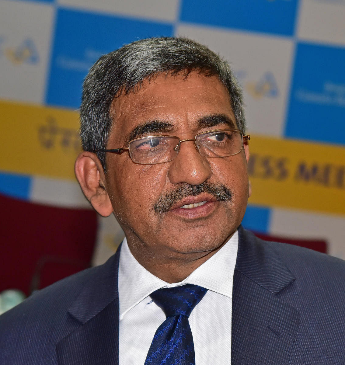 Rakesh Sharma, MD and CEO Canara Bank at Q3 result announcement press meet at Canara Bank in Bengaluru on Wednesday. Photo by S K Dinesh