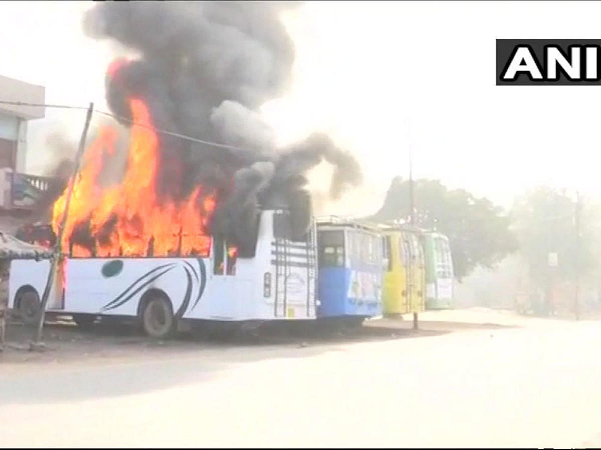 Several buses and shops were torched and shots were also fired during the clashes.